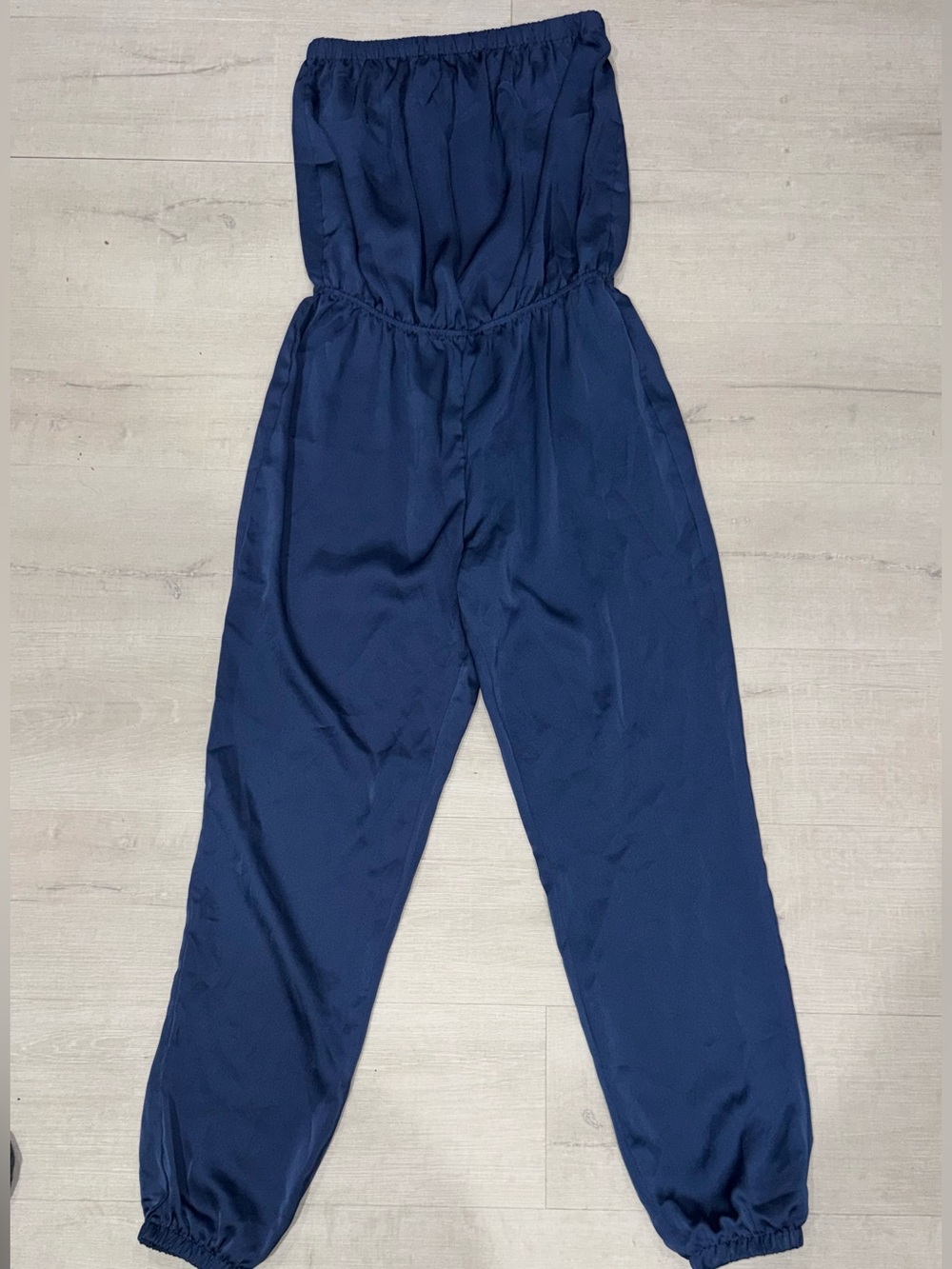 The Vanity Room Women’s Navy Strapless Jumpsuit Romper Jogger Pants Size Medium